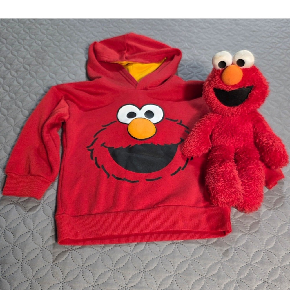 Sesame‎ Street Elmo Red Graphic Fleece Pullover Hoodie Kids Size 2T/ElmoPlush - Picture 5 of 9